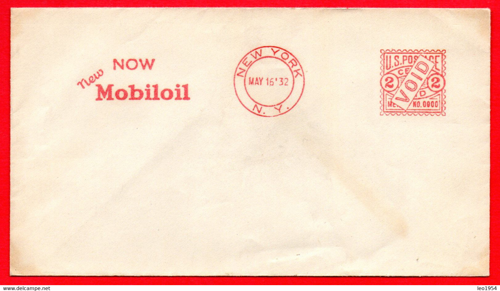 1932-USA MOBILOIL -SPECIMEN METER STAMP EMA FREISTEMPEL AFFRANCATURA MECCANICA - Oil