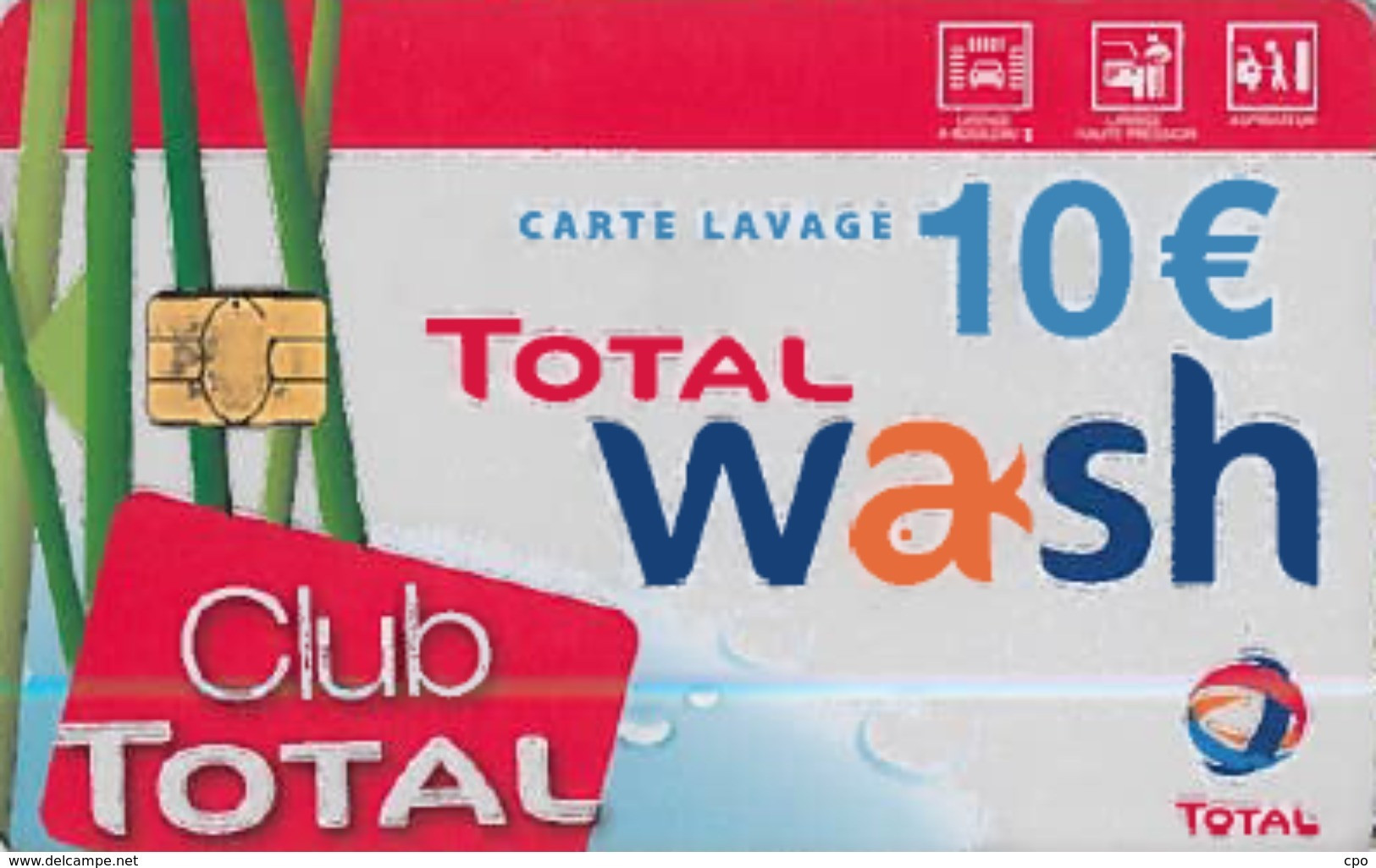 # Carte A Puce Portemonnaie Lavage Total - Club Total - 800 Stations - 10 Euros - Tres Bon Etat- - Autowäsche