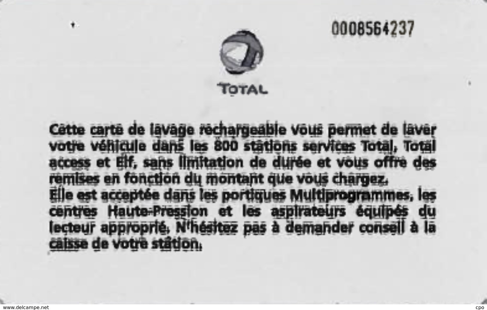 # Carte A Puce Portemonnaie Lavage Total - 800 Stations - Plante Et Gouttes - Carte De Lavage Rechargeable - TBE - Autowäsche