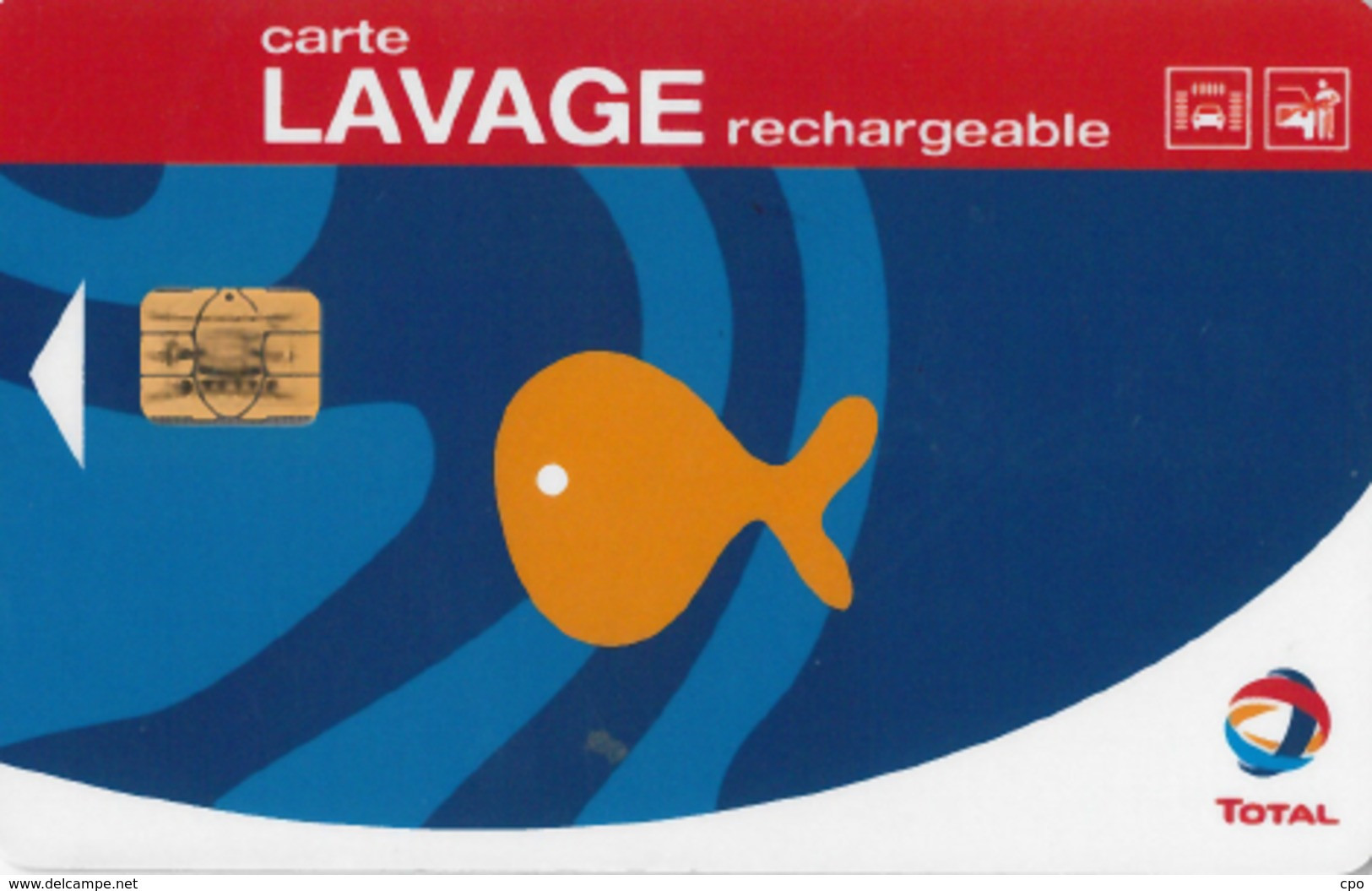 # Carte A Puce Portemonnaie Lavage Total - Poisson - 500 Stations - Carte De Lavage Rechargeable - Bon Etat - - Car-wash