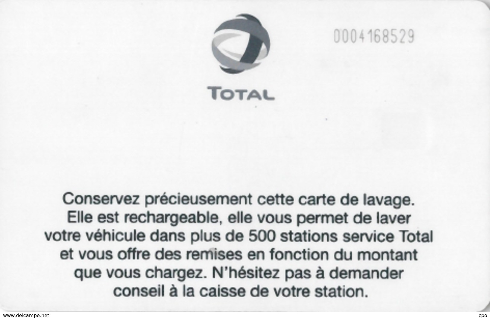 # Carte A Puce Portemonnaie Lavage Total - Poisson - 500 Stations - Carte De Lavage Rechargeable - Bon Etat - - Colada De Coche