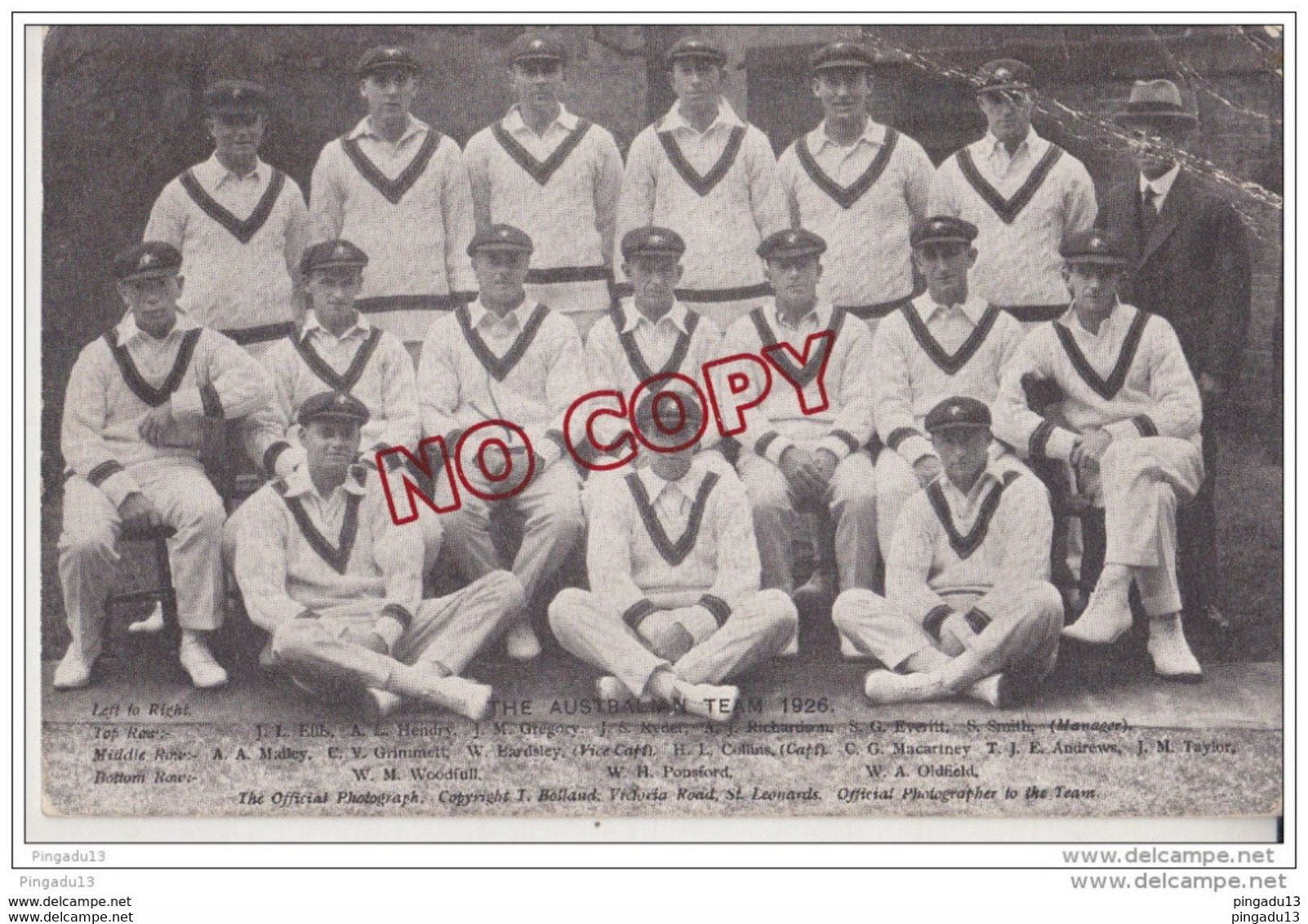 Au Plus Rapide Cricket The Australian Team 1926 Equipe D'Australie - Cricket