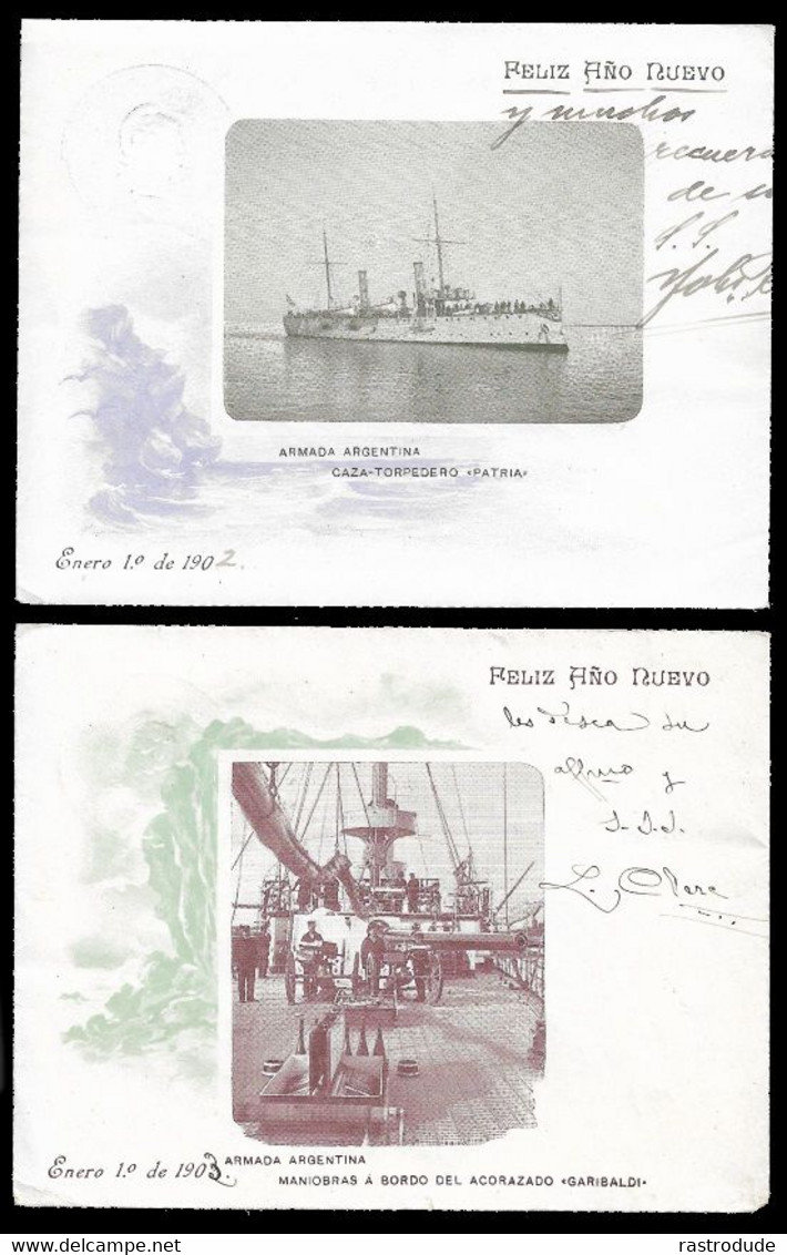 1901 ARGENTINA - 2 LETTERCARDS 5c + 15c - ARMADA . To DENMARK + LOCAL BUENOS AIRES - NEW YEAR GREETINGS - Covers & Documents