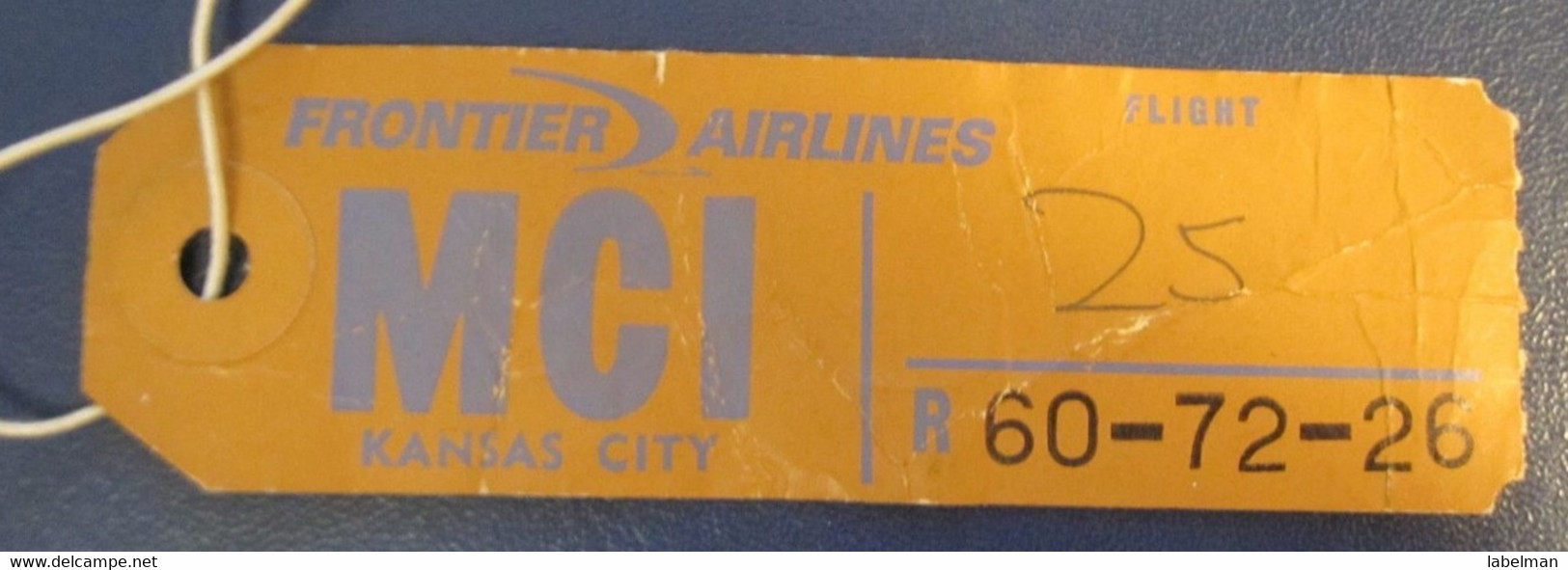 FRONTIERS DENVER KANSAS ARIZONA AIRWAYS AIRLINE TAG STICKER LABEL TICKET LUGGAGE BUGGAGE PLANE AIRCRAFT AIRPORT - Étiquettes à Bagages