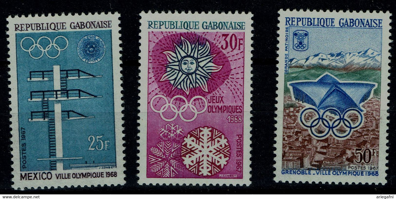 GABON  1968 WINTER OLYMPICS GAMES GRENOBLE 68 MI No 270-2 MNH VF!! - Winter 1968: Grenoble