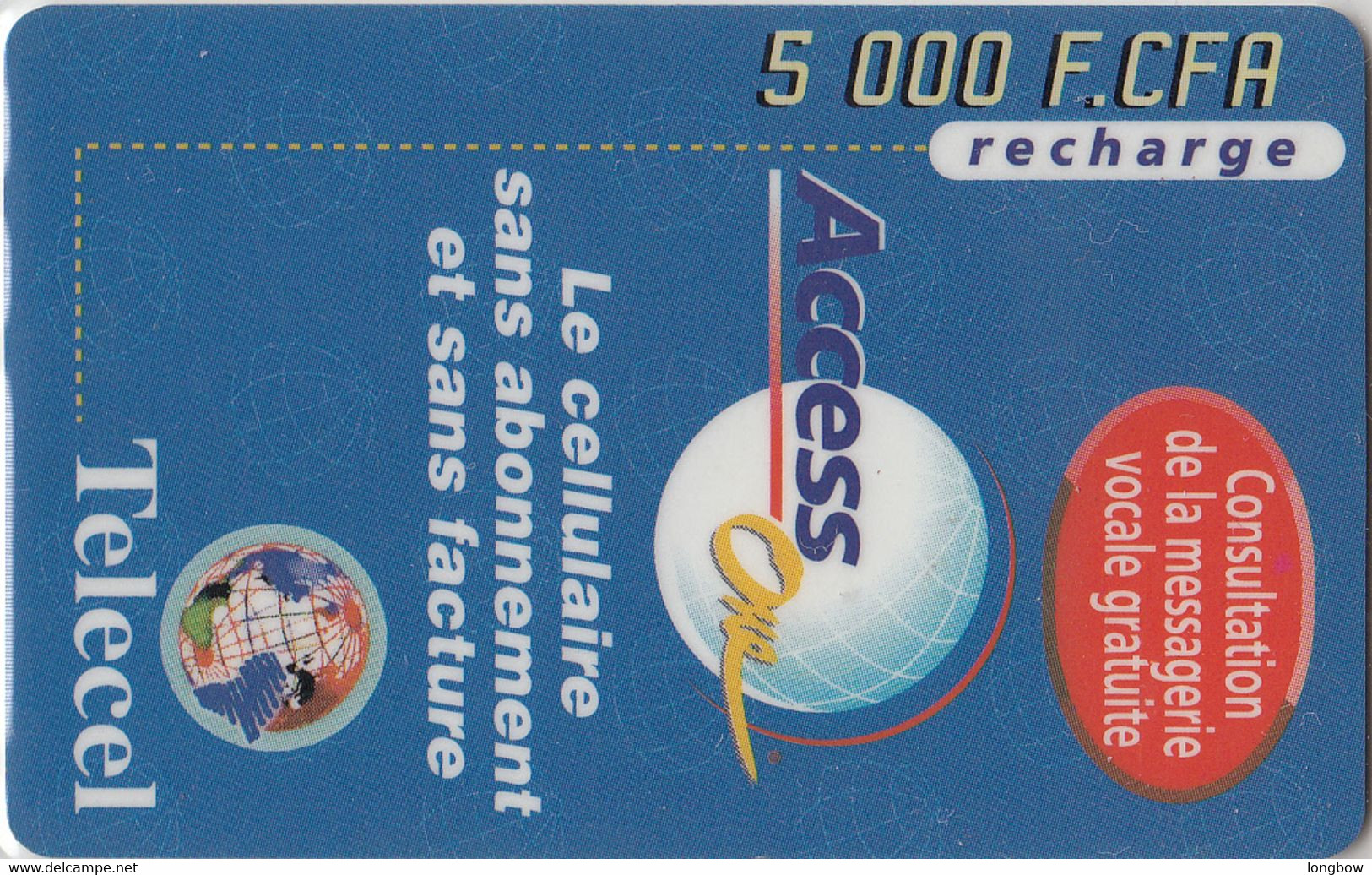 Ivory Coast Telecel 5000F.CFA Recharge - Côte D'Ivoire