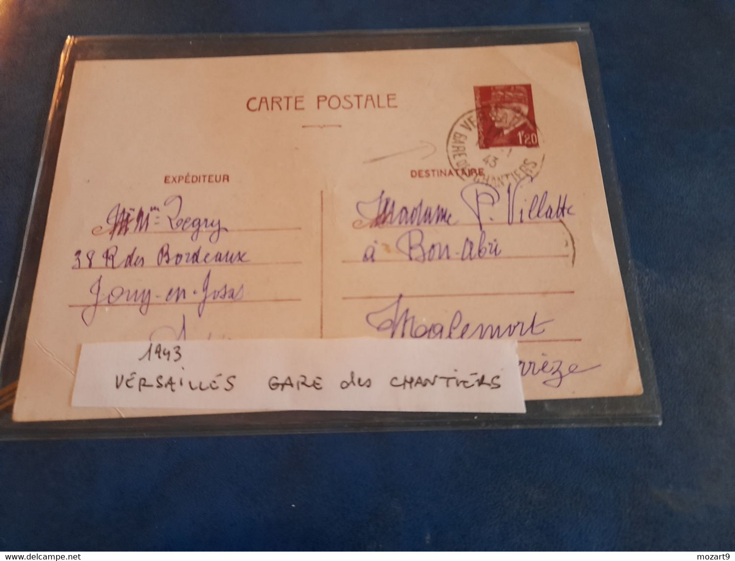 Entier Pétain 1943 GARE DES CHANTIERS VERSAILLES Pour Malemort Correze - Otros & Sin Clasificación