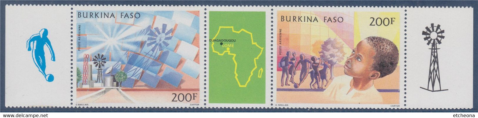 République Burkina Faso 2 Timbres + Vignette à Lomé 277A Jeunesse Et Développement - Burkina Faso (1984-...)