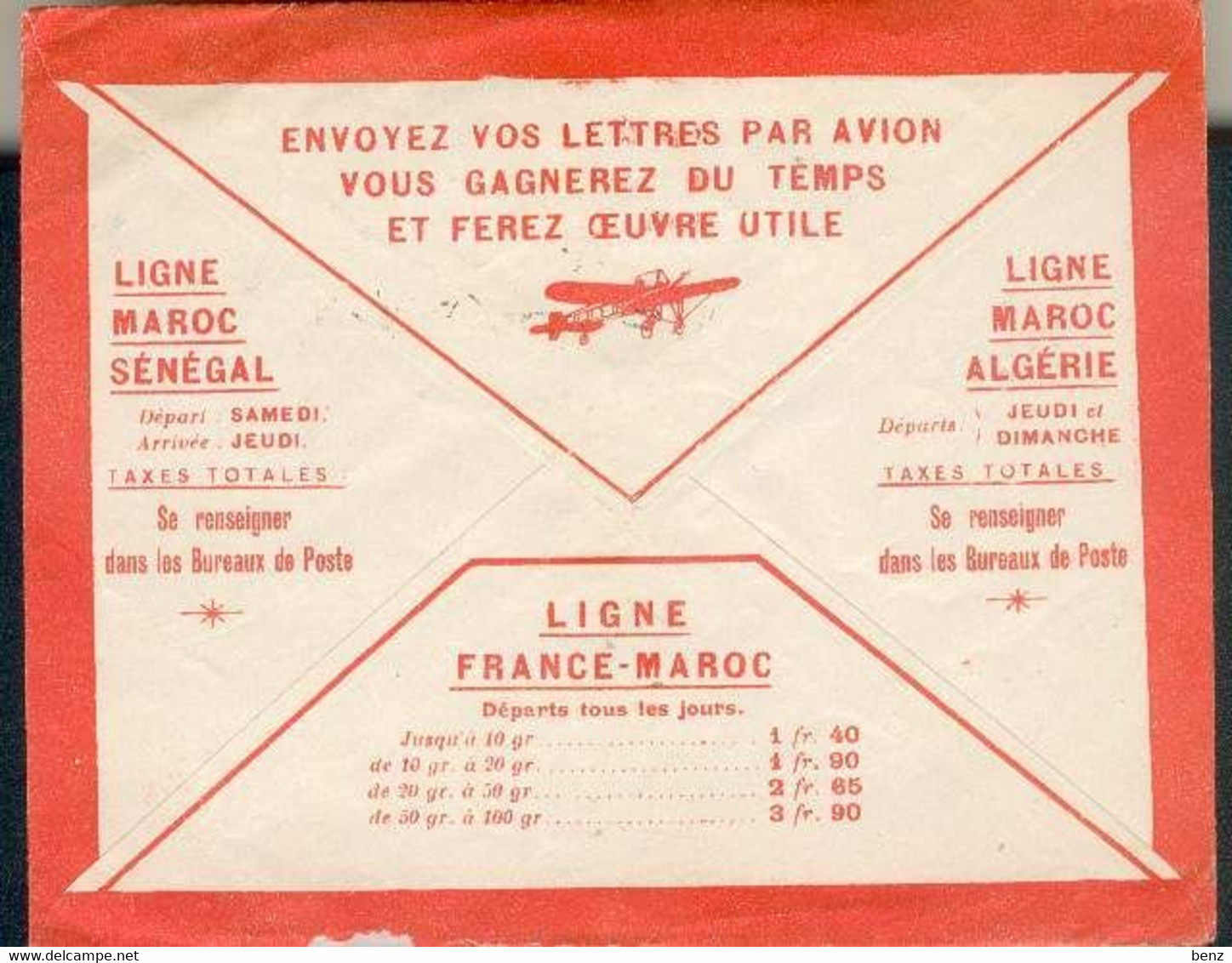MAROC MOROCCO LETTRE LATECOERE RABAT RP POUR PARIS 2/3/1927 AVEC PUB VERSO - Sonstige & Ohne Zuordnung