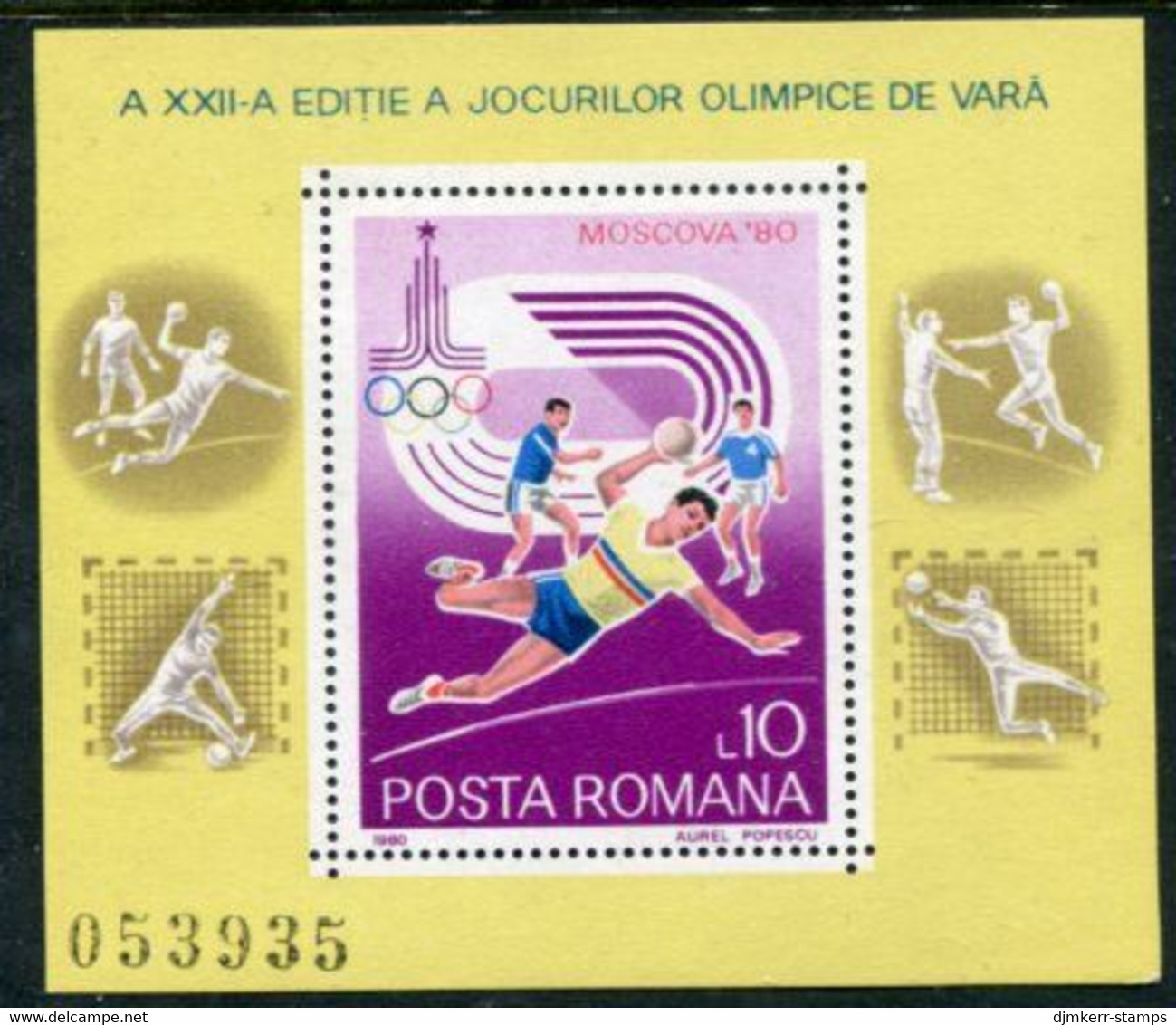 ROMANIA 1980 Olympic Games, Moscow Block MNH / **.  Michel Block 171 - Nuevos