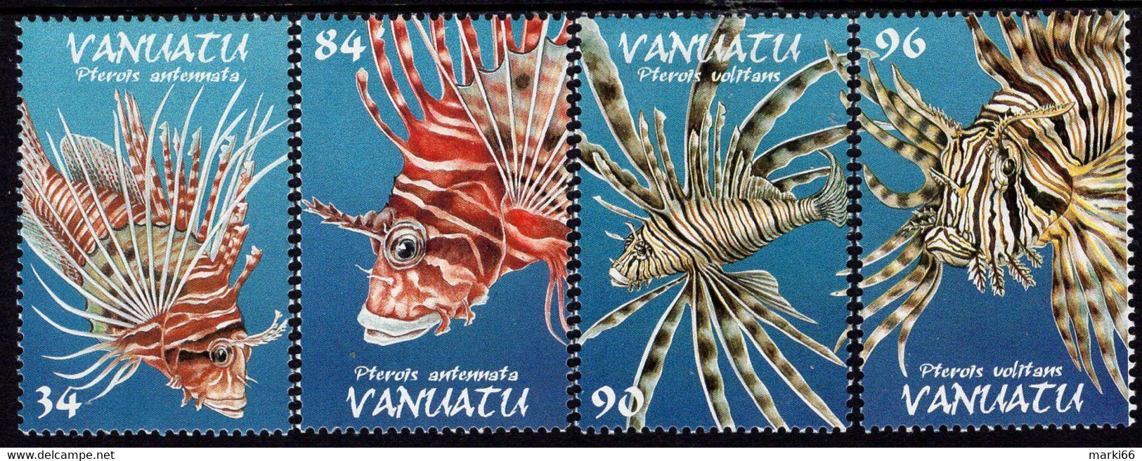 Vanuatu - 1999 - Lionfish - Pterols Antennata - Mint Stamp Set - Vanuatu (1980-...)