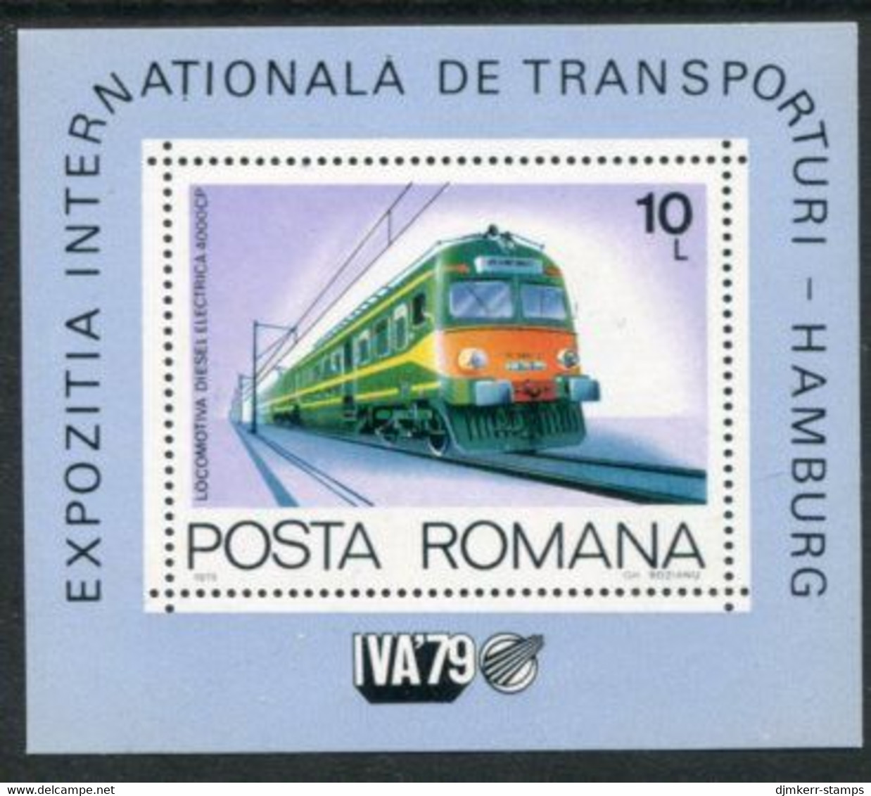 ROMANIA 1979 Transport Exhibition Block MNH / **.  Michel Block 166 - Blocs-feuillets