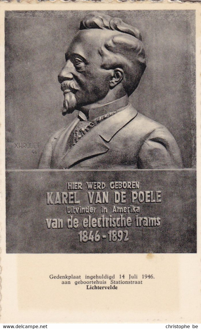 Lichtervelde, Gedenkplaat Karel Van De Poele, Uitvinder Van De Electrische Trams (pk70821) - Lichtervelde