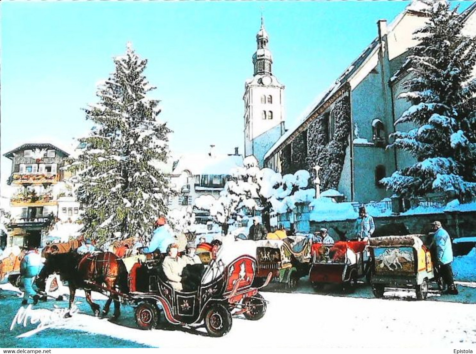 Megeve    Traineau   Cheval Horse - Attelages