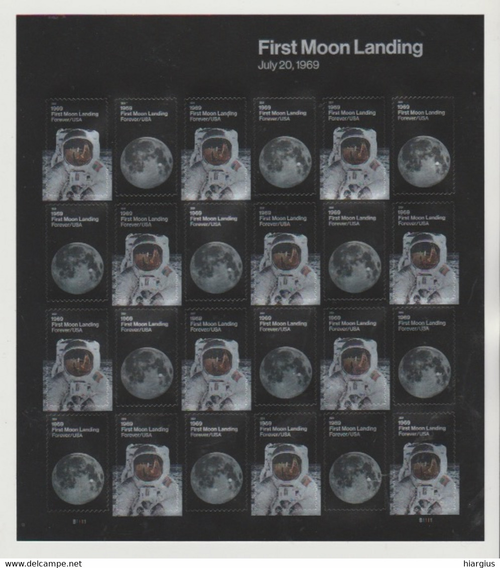 USA--Plate Of 24 Stamps-Catalog Value $  26.40-" FIRST MOON LANDING -5o-th ANNIVERSARY". - América Del Norte