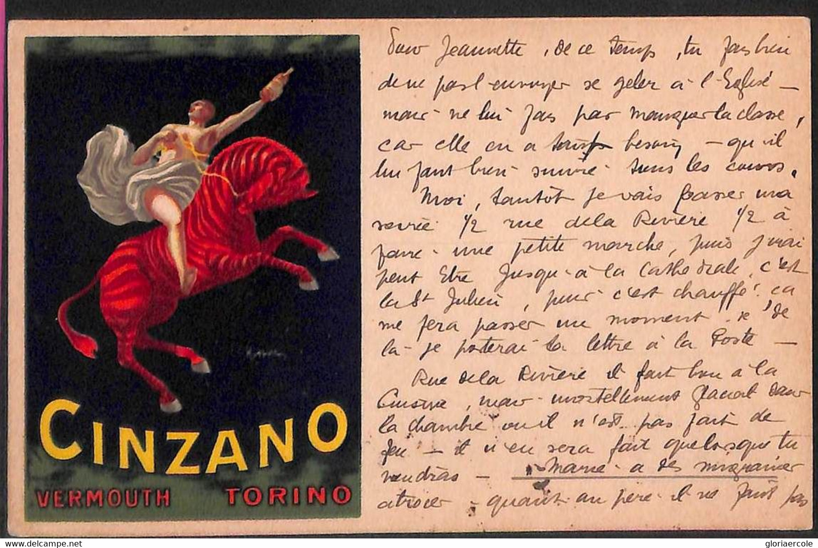 Lib583 - VINTAGE Illustrated ADVERTISING POSTCARD  - PUBBLICITARIA Illustrata:  CINZANO Cappiello TORINO - Cappiello