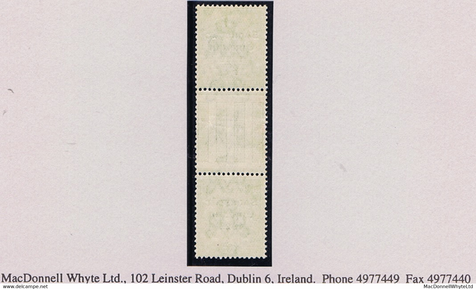 Ireland 1922-23 Thom Saorstat ½d Green Gutter Pair Fresh Mint Unmounted, Folded. - Unused Stamps