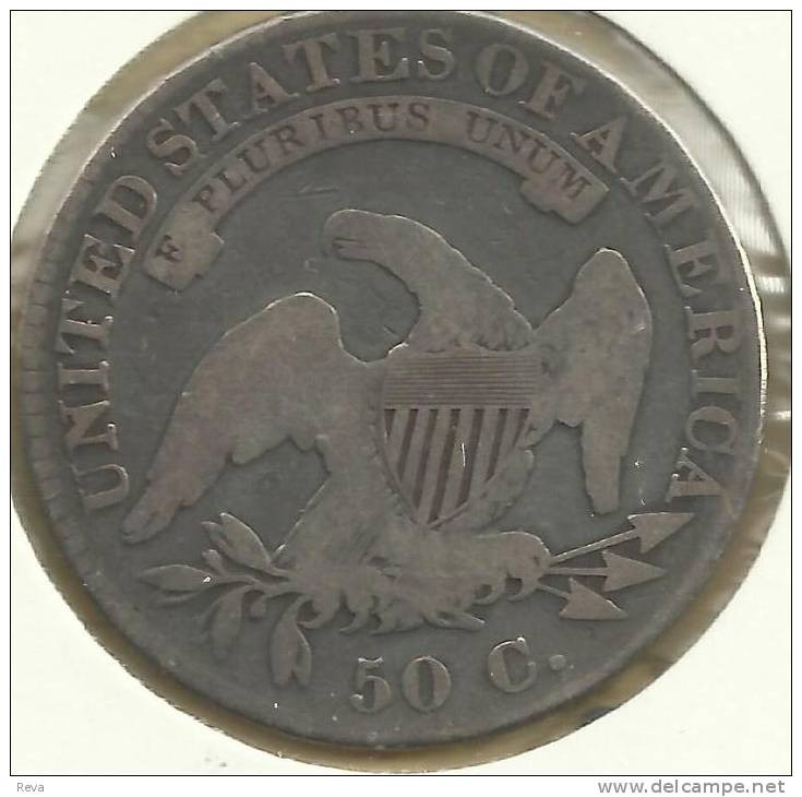 UNITED STATES USA  50 CENTS  1/2 DOLLAR  EAGLE BIRD FRONT CAPPED BUST BACK 1821 AG SILVER KM? READ DESCRIPTION!! - 1794-1839: Early Halves (Primizie)