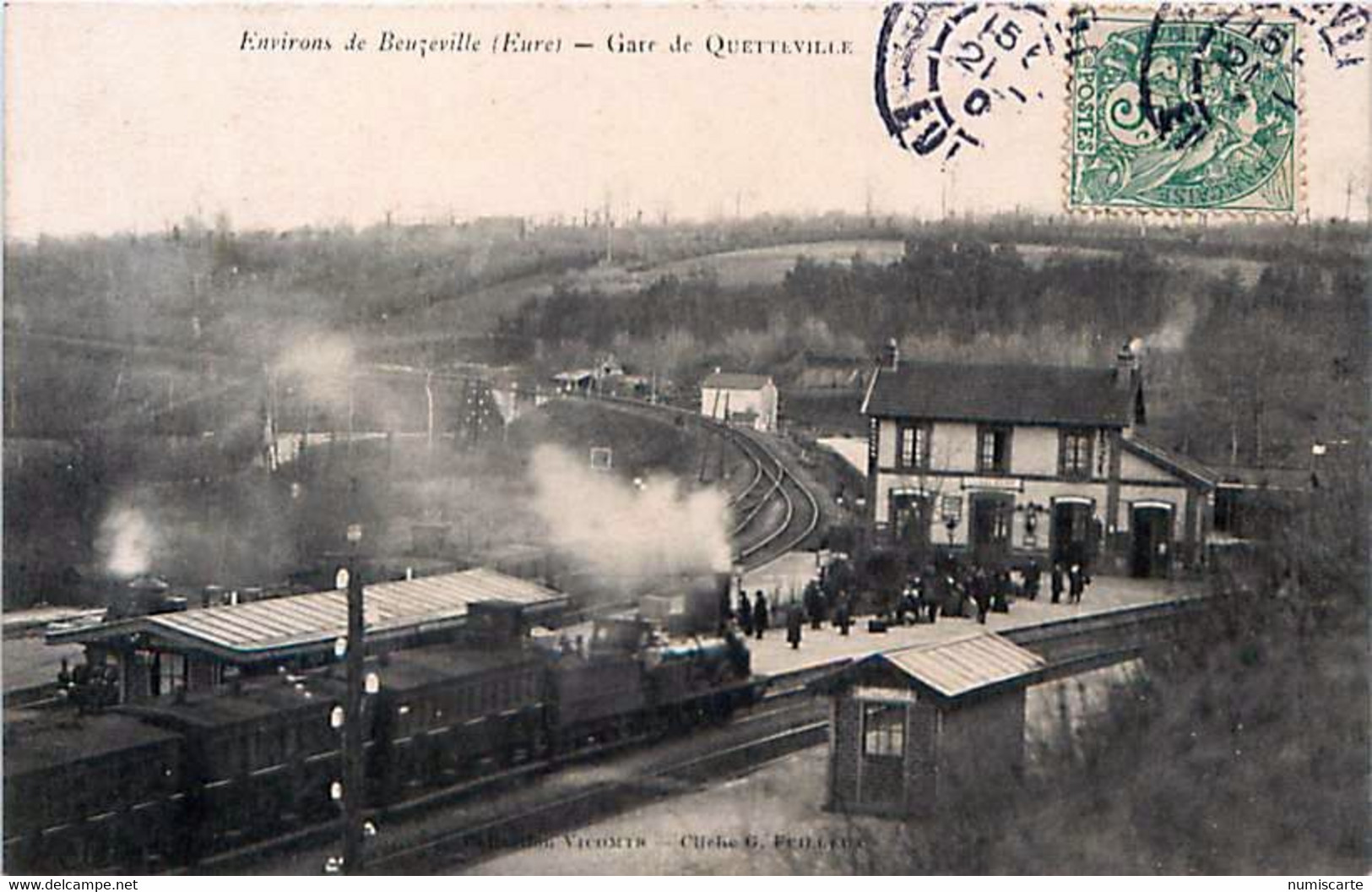Cpa QUETTEVILLE 27 Environs De Beuzeville, Gare De Quetteville - Trains - Other & Unclassified