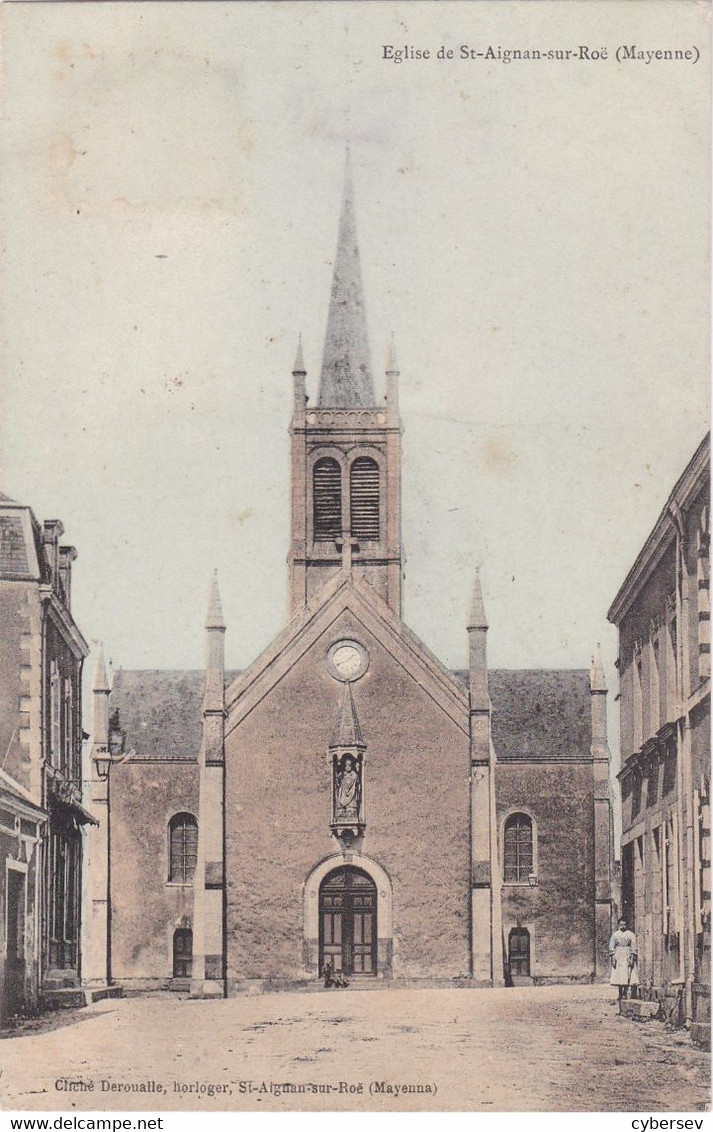 SAINT-AIGNAN-sur-ROÊ - Eglise - Carte Colorisée - Saint Aignan Sur Rö