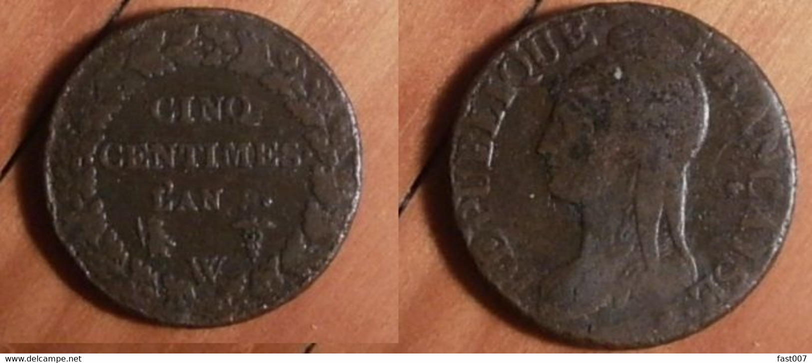 France - 5 Centimes An 8W - 1795-1799 Directoire
