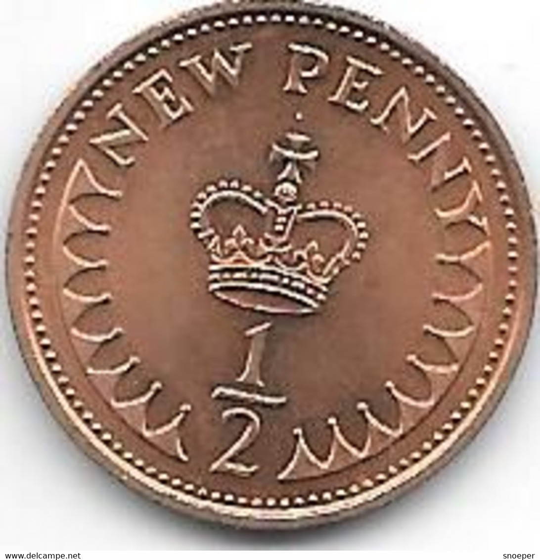 Great Britain 1/2 Penny 1971  Km 914  Unc/ms63 Catalog Val Ngc 2$ - 1/2 Penny & 1/2 New Penny