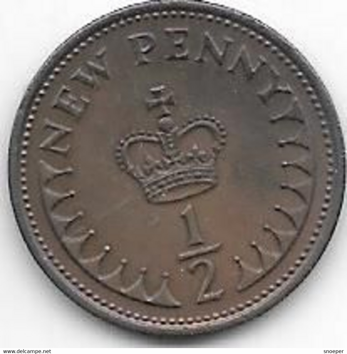 Great Britain 1/2 Penny 1974  Km 914  Xf+/ms60 - 1/2 Penny & 1/2 New Penny