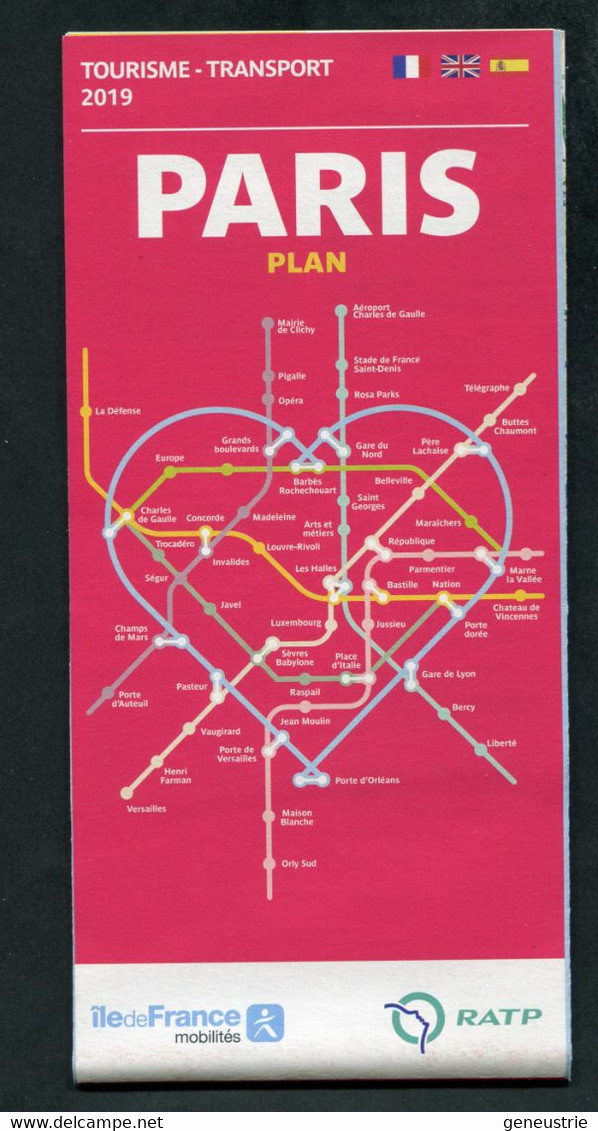 Plan 2019 Réseau De Métro, Bus Et Tramway De Paris "Paris Tourisme / Ile-de-France Mobilité" Métro De Paris - Sonstige & Ohne Zuordnung