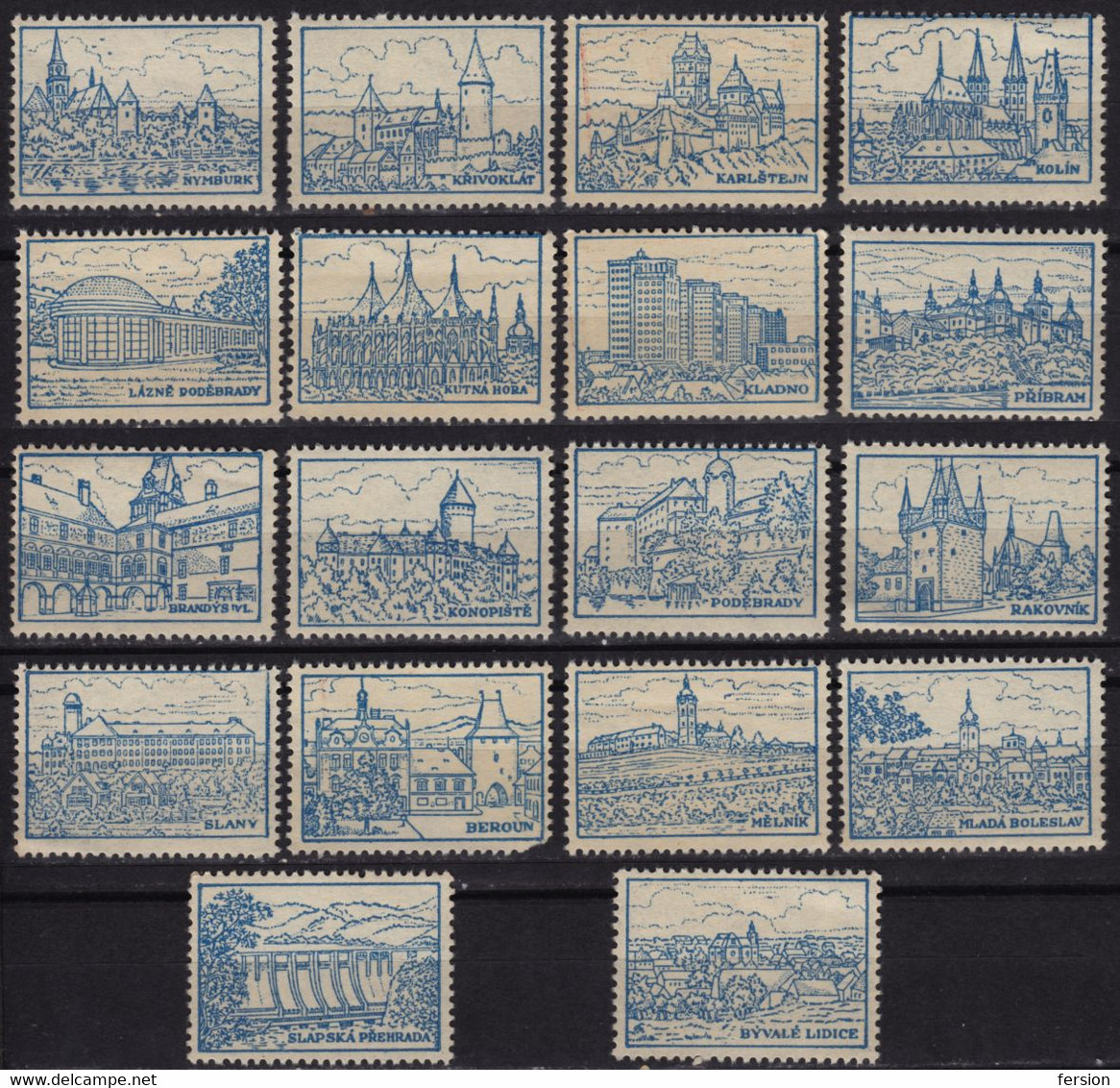 Czechoslovakia LABEL CINDERELLA VIGNETTE MNH Tourism Palace Church Cathedral Fortress Beroun Kladno Nymburk - Lots & Serien