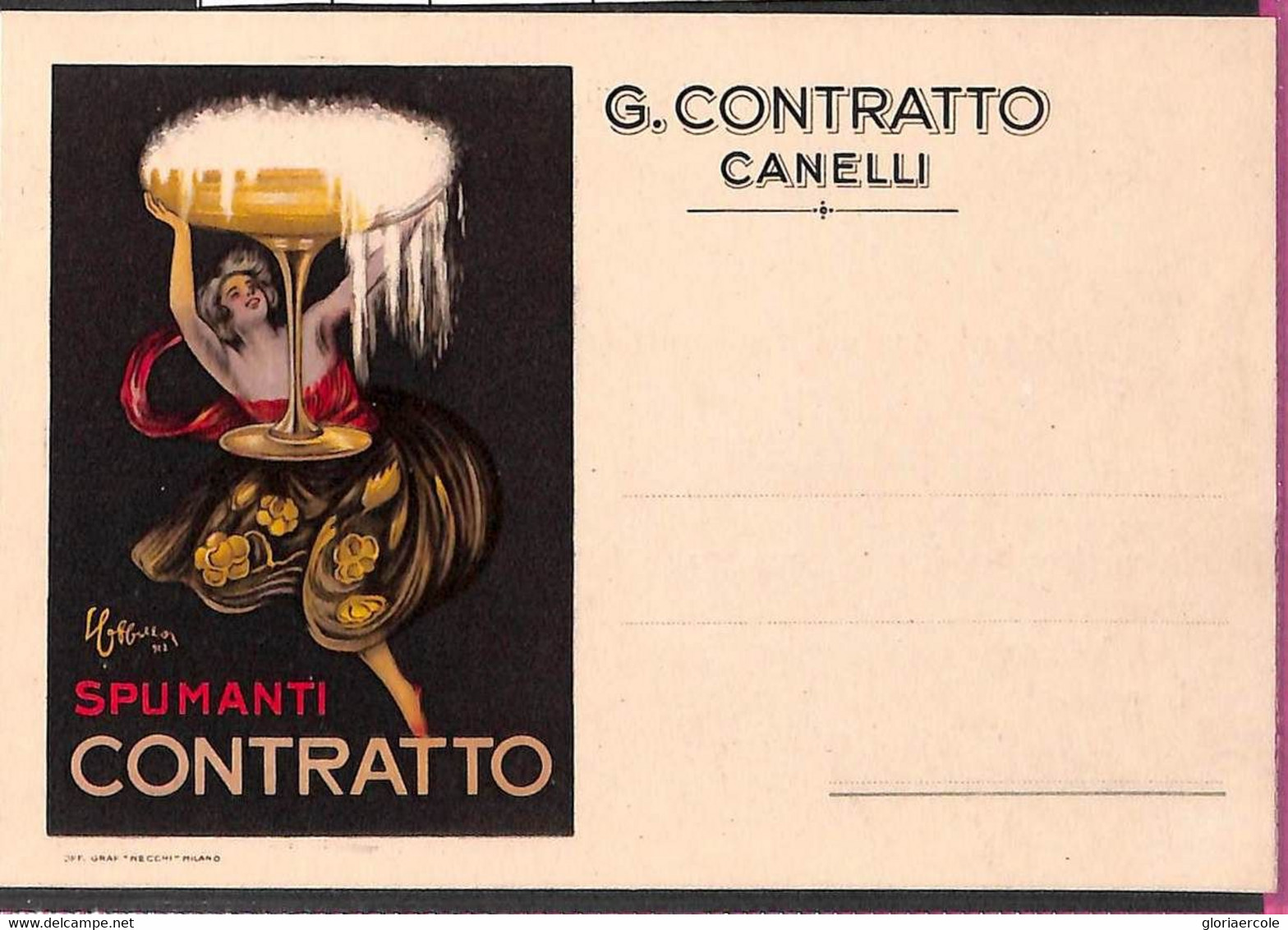 Lib588 - VINTAGE Illustrated ADVERTISING POSTCARD  - PUBBLICITARIA Illustrata:   Cappiello SPUMANTI CONTRATTO Wine - Cappiello