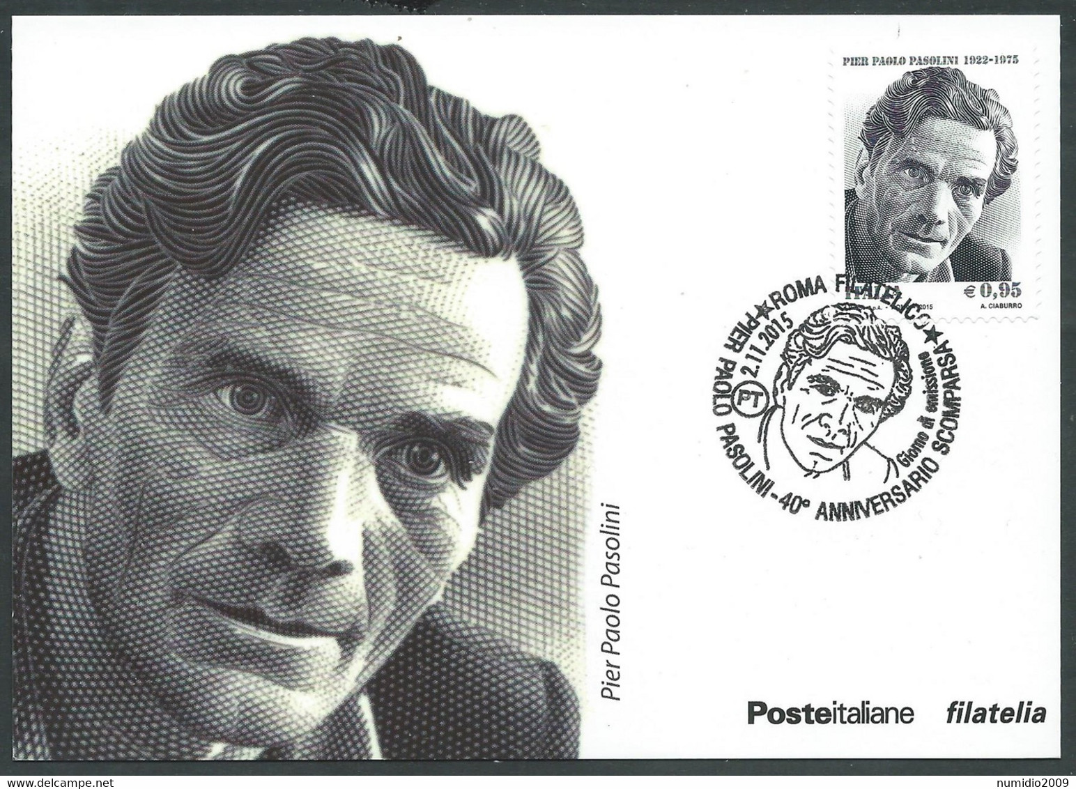 2015 ITALIA CARTOLINA POSTALE FDC PIER PAOLO PASOLINI - BF - Ganzsachen