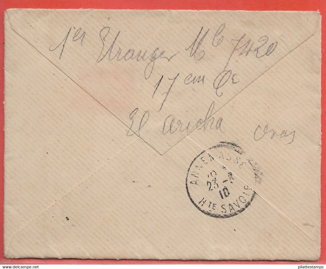 ALGERIE LETTRE FRANCHISE MILITAIRE DE 1910 DE EL ARICHA POUR ANNEMASSE FRANCE - Briefe U. Dokumente