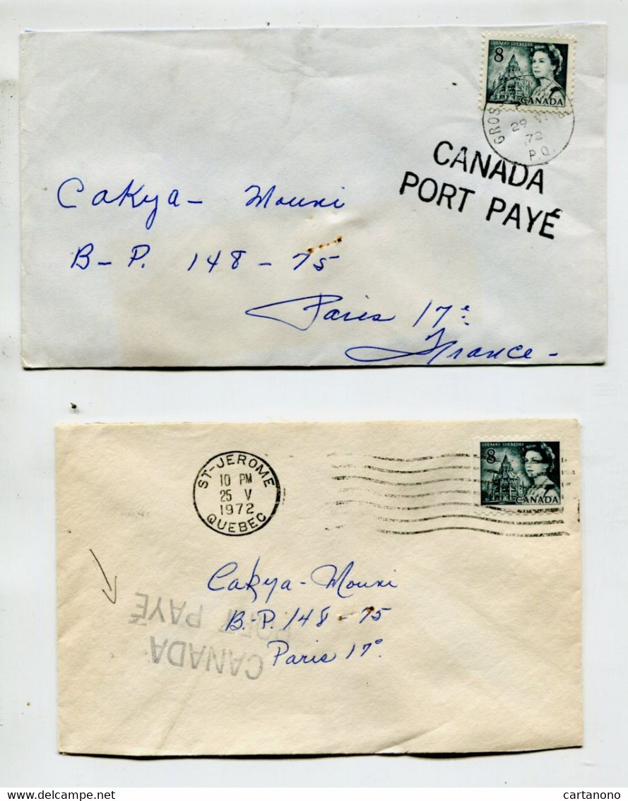 CANADA - 2 Lettres Avec Griffe "Canada Port Payé " - Timbre De Carnet Et Timbre De Feuille - Other & Unclassified