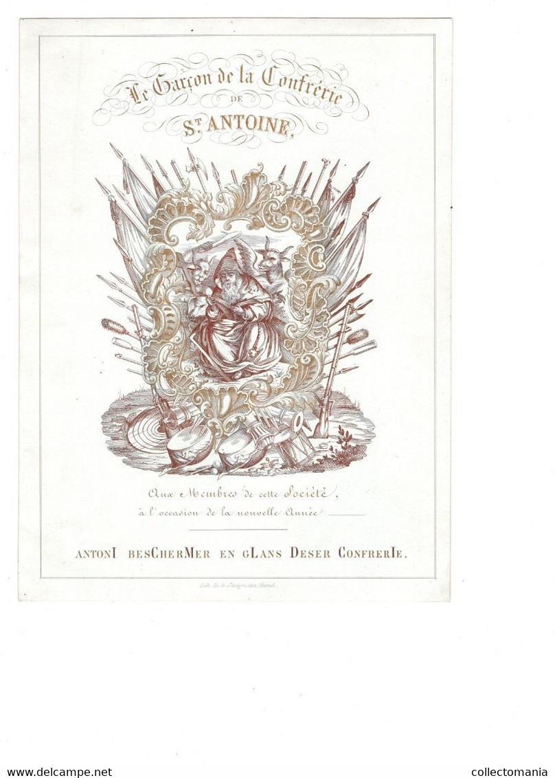 1 Carte Porcelaine Saint ANTOINE  Bechermer En Glans Deser  Confrerie Le Garçon De La Confrérie Nouvelle Année GAND..... - Porcelana