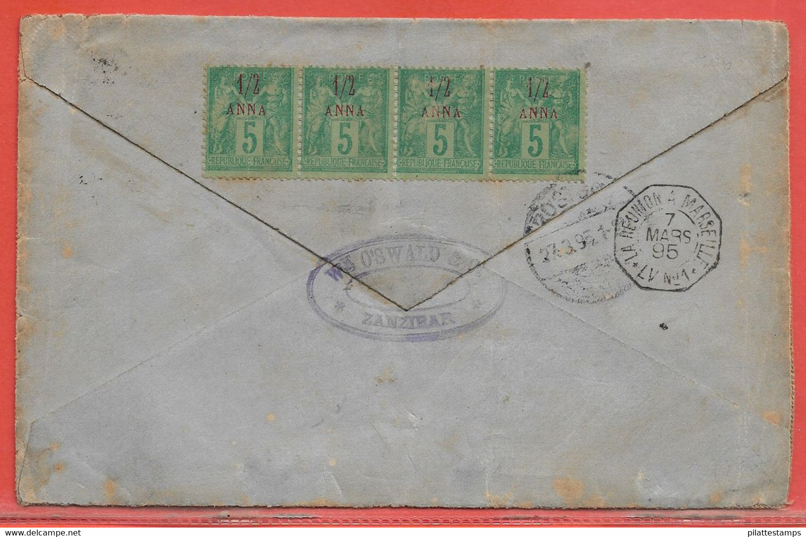 ZANZIBAR LETTRE DE 1896 POUR ROSTOCK ALLEMAGNE - Covers & Documents