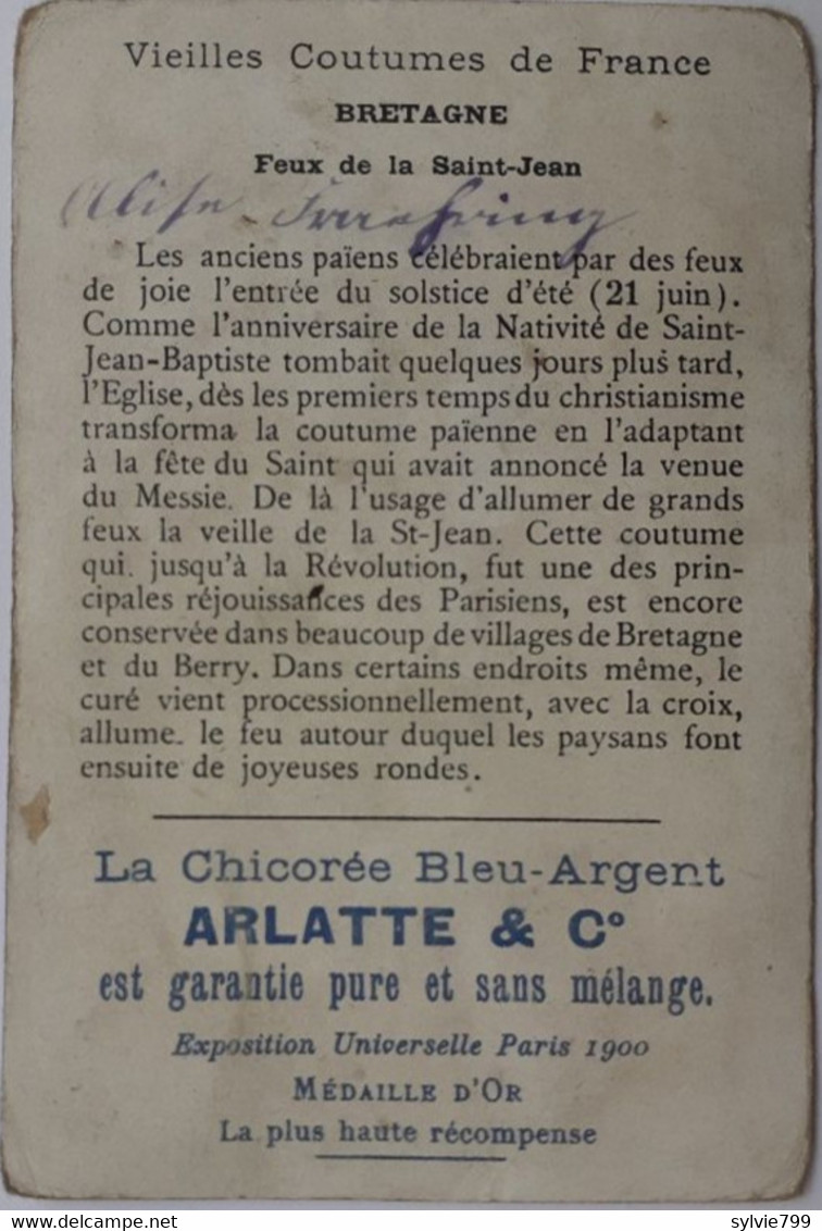 Chicorée Bleu Argent - Arlatte, Cambrai - Vieiles Coutumes De France - Bretagne, Feux De La St-Jean Sur La Grève - Sonstige & Ohne Zuordnung