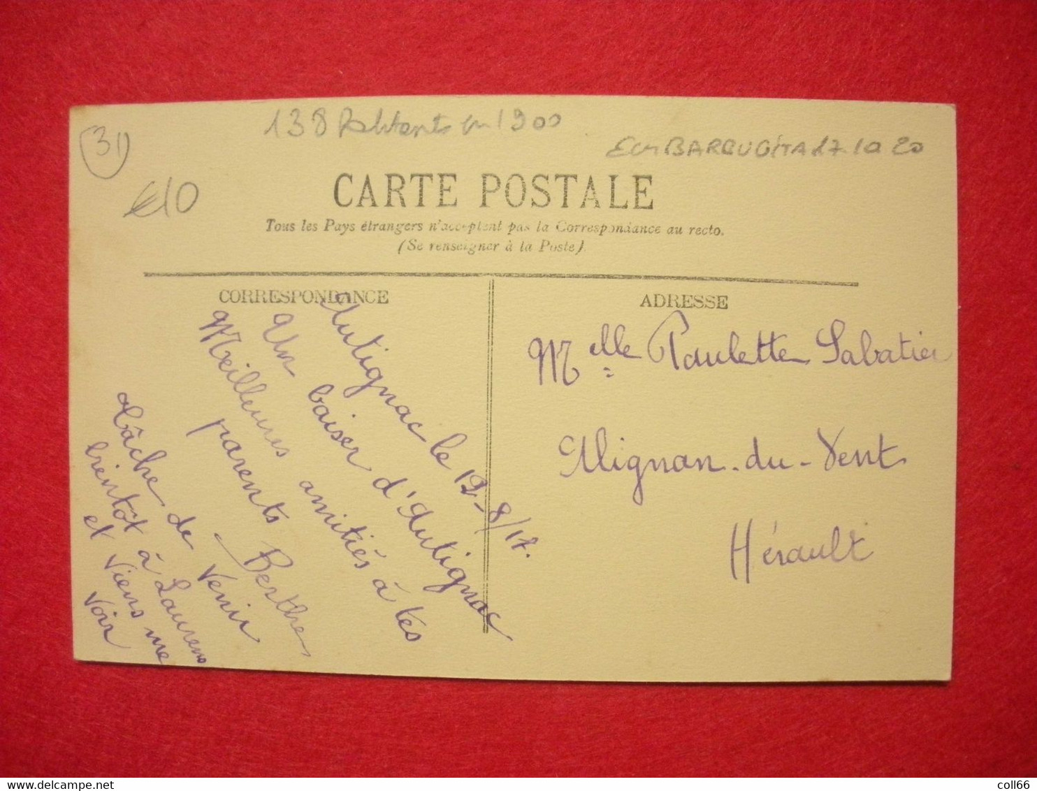 34 Autignac 1917 Avenue De Béziers Animée Maison Cros Frères éditeur Casties Cl Roubieu Dos Scanné - Otros & Sin Clasificación