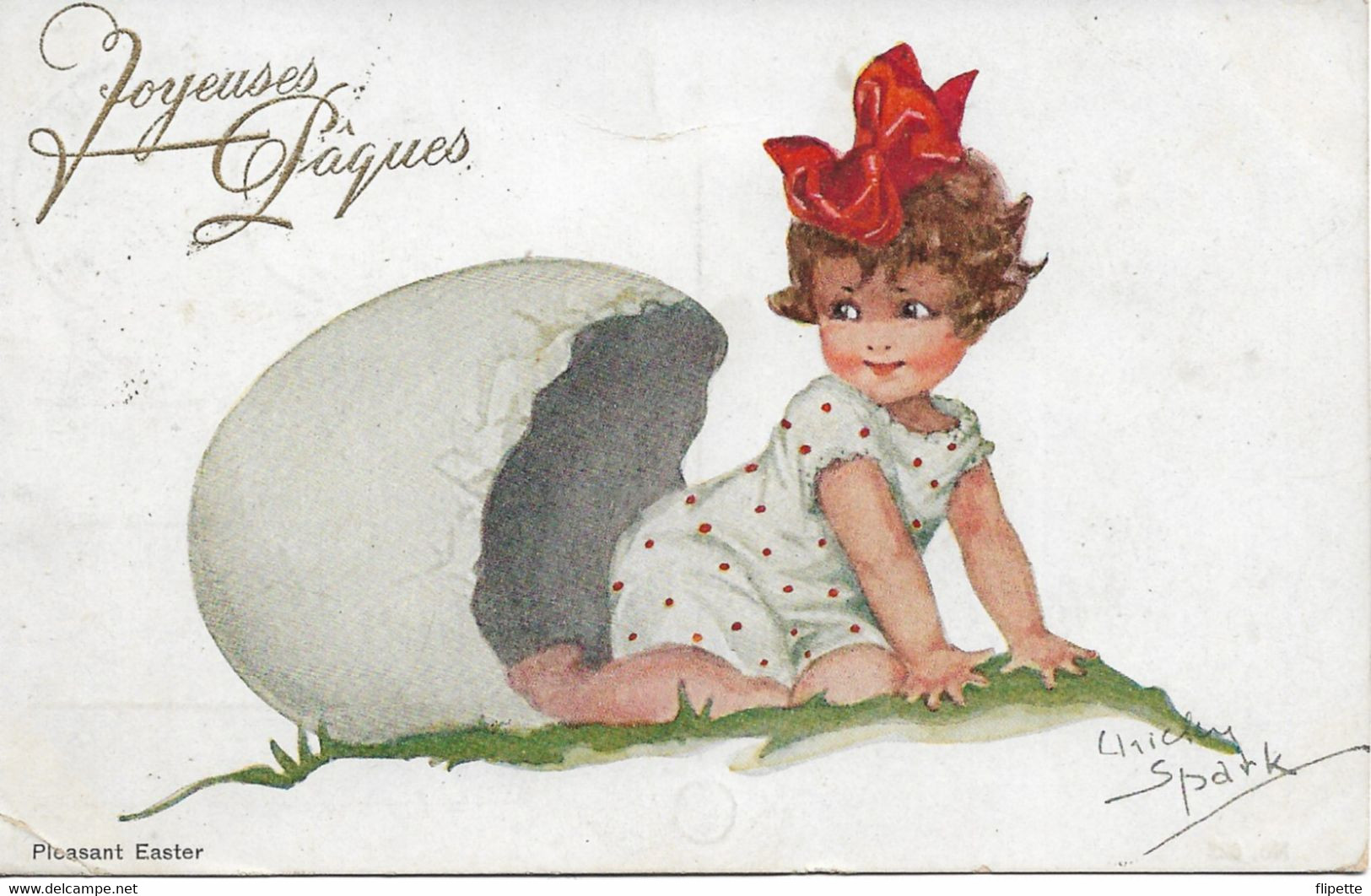 L220A063 - Joyeuse Pâques - Dessin De Fillette Sortant D'une Coquille D'oeuf - Chicky Spark - AV  N°623 - Easter