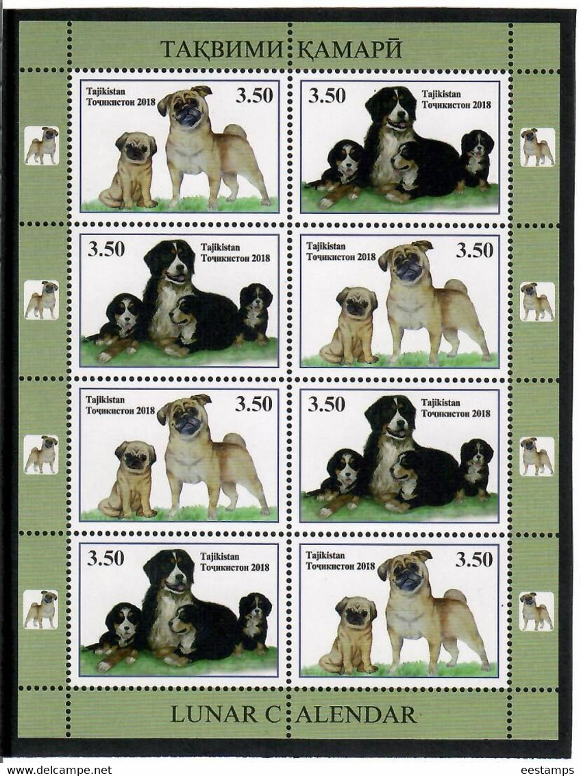 Tajikistan 2018 .  The Year Of Dog. M/S Of 4 Pair . Michel # 782-83A KB - Tajikistan