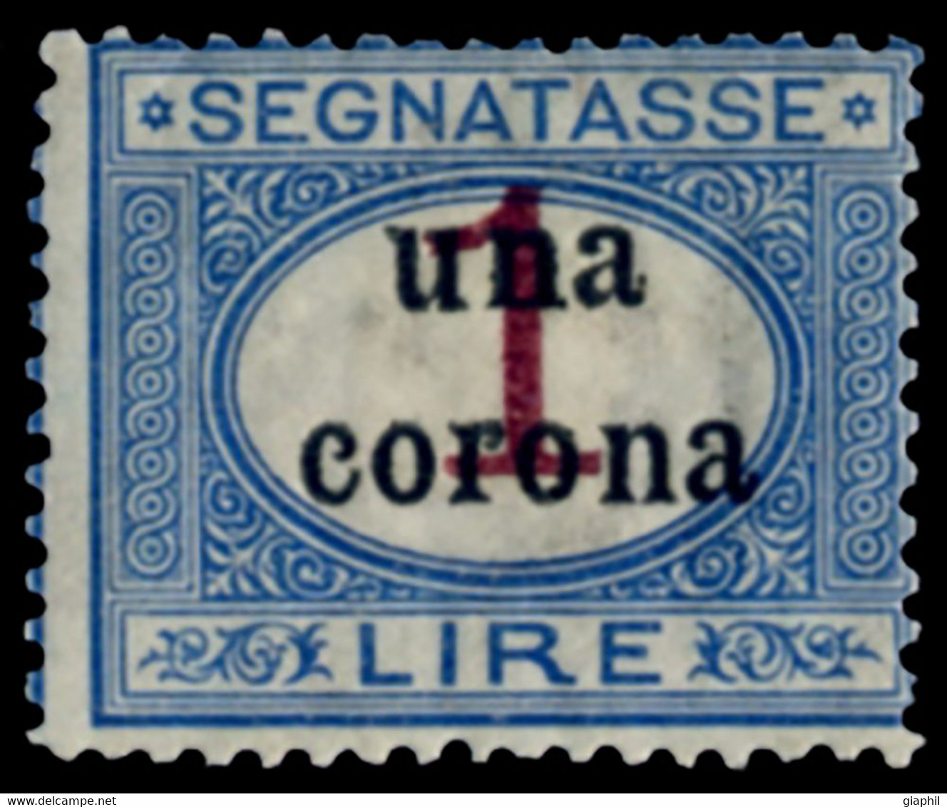 ITALY ITALIA TRENTO E TRIESTE 1919 SEGNATASSE 1 CORONA (Sass. 7) NUOVO LINGUELLATO * - Trentino & Triest