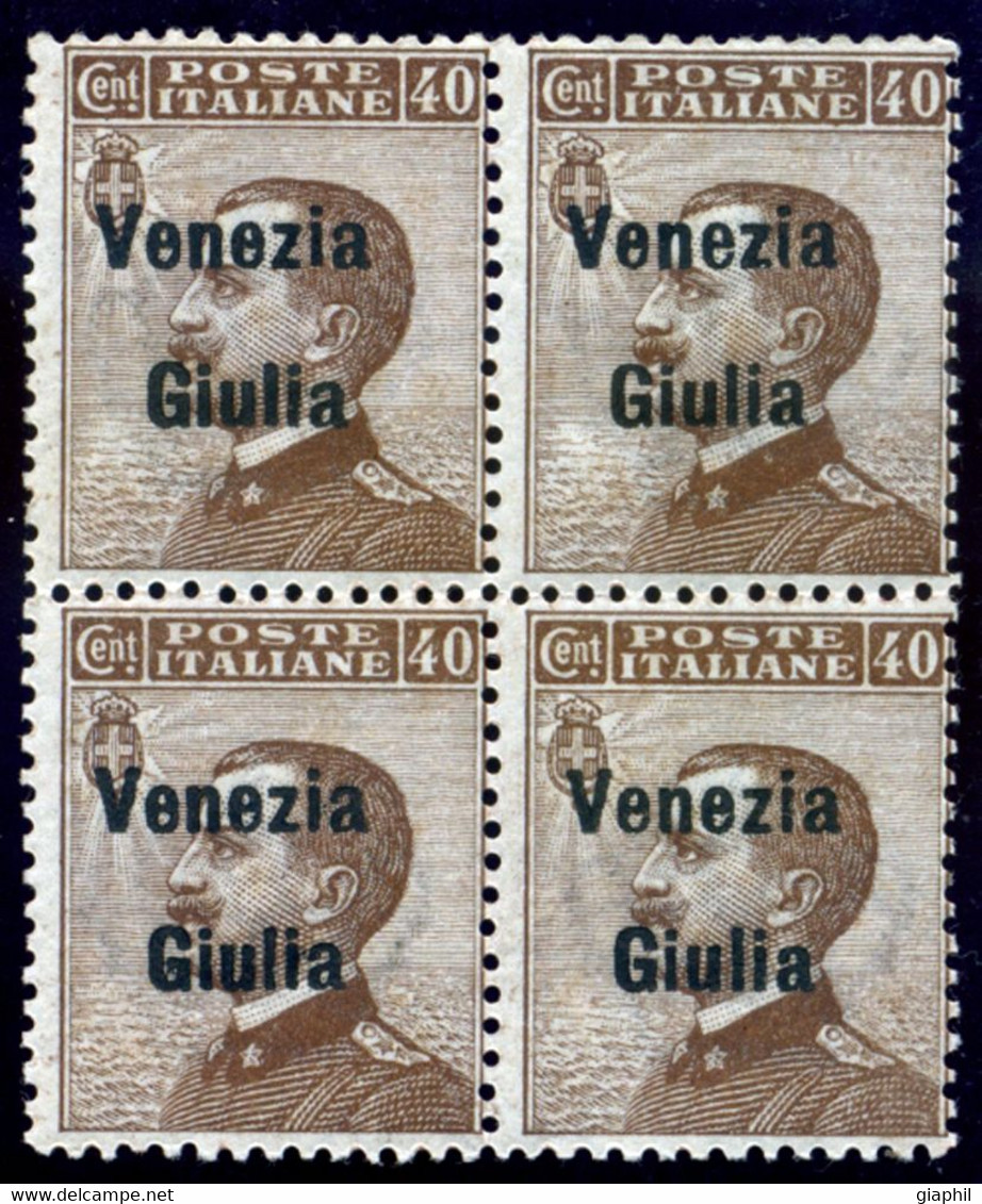 ITALY ITALIA VENEZIA GIULIA 1918-19 40 C. (Sass. 25) QUARTINA NUOVA INTEGRA ** OFFERTA - Vénétie Julienne