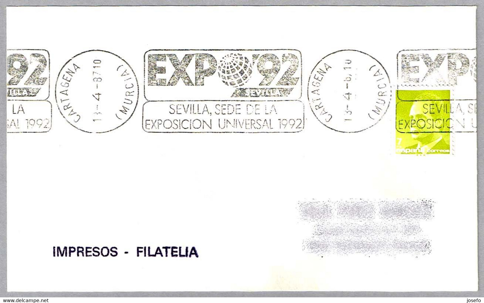 EXPO'92 - SEVILLA. Cartagena, Murcia, 1987 - 1992 – Siviglia (Spagna)
