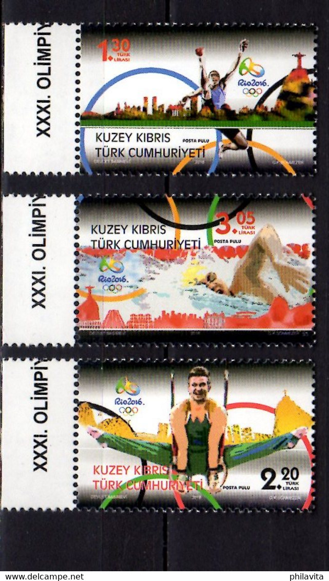 2016 Northern (Turkish) Cyprus Summer Olympic Games Rio MNH** MiNr. 826 - 828 Gymnatics, Swimming, Athletics - Ungebraucht