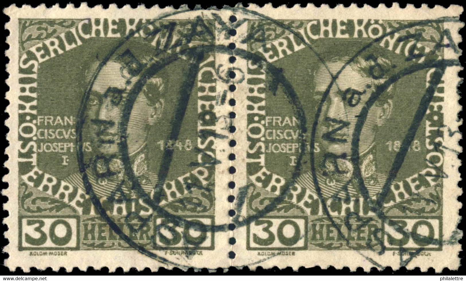 AUTRICHE / AUSTRIA 1913 PAIR Mi.148x Used "ASPARN A.d. ZAYA" (LOWER AUSTRIA) - Oblitérés