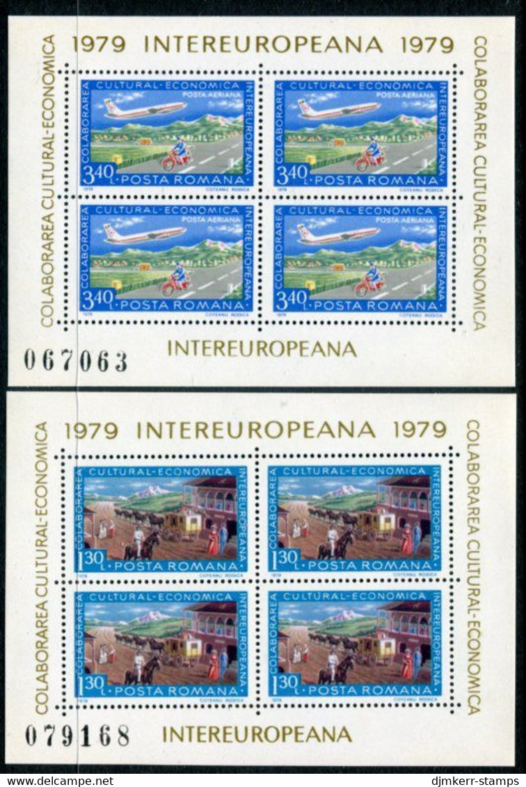 ROMANIA 1979 INTEREUROPA: Mail Transport Blocks MNH / **.  Michel Blocks 157-158 - Ongebruikt