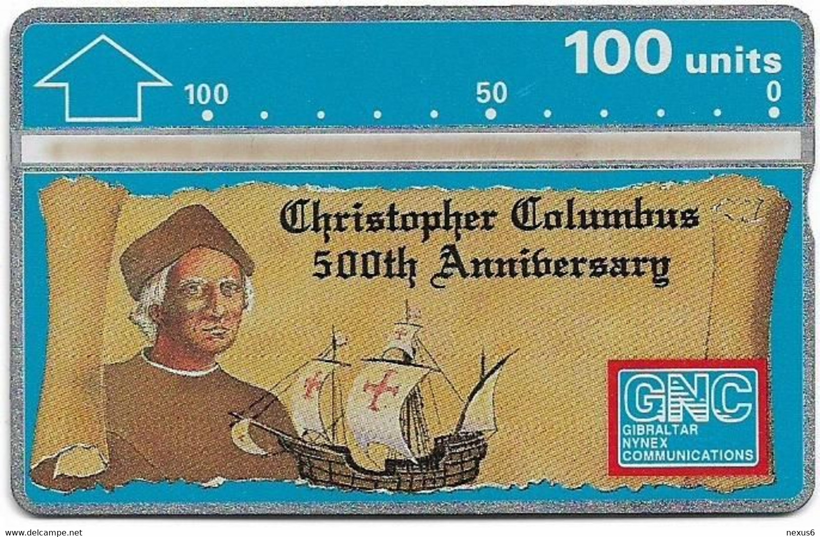 Gibraltar - GNC - L&G - Christoph Columbus 500th Anniv. - 207A - 01.1992, 100Units, 50.000ex, Mint - Gibilterra