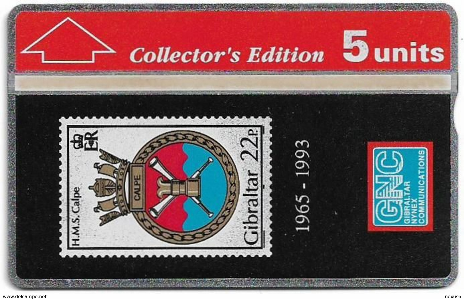 Gibraltar - GNC - L&G - HMS Calpe Stamp - 306A - 1993, 5Units, 8.000ex, Mint - Gibilterra