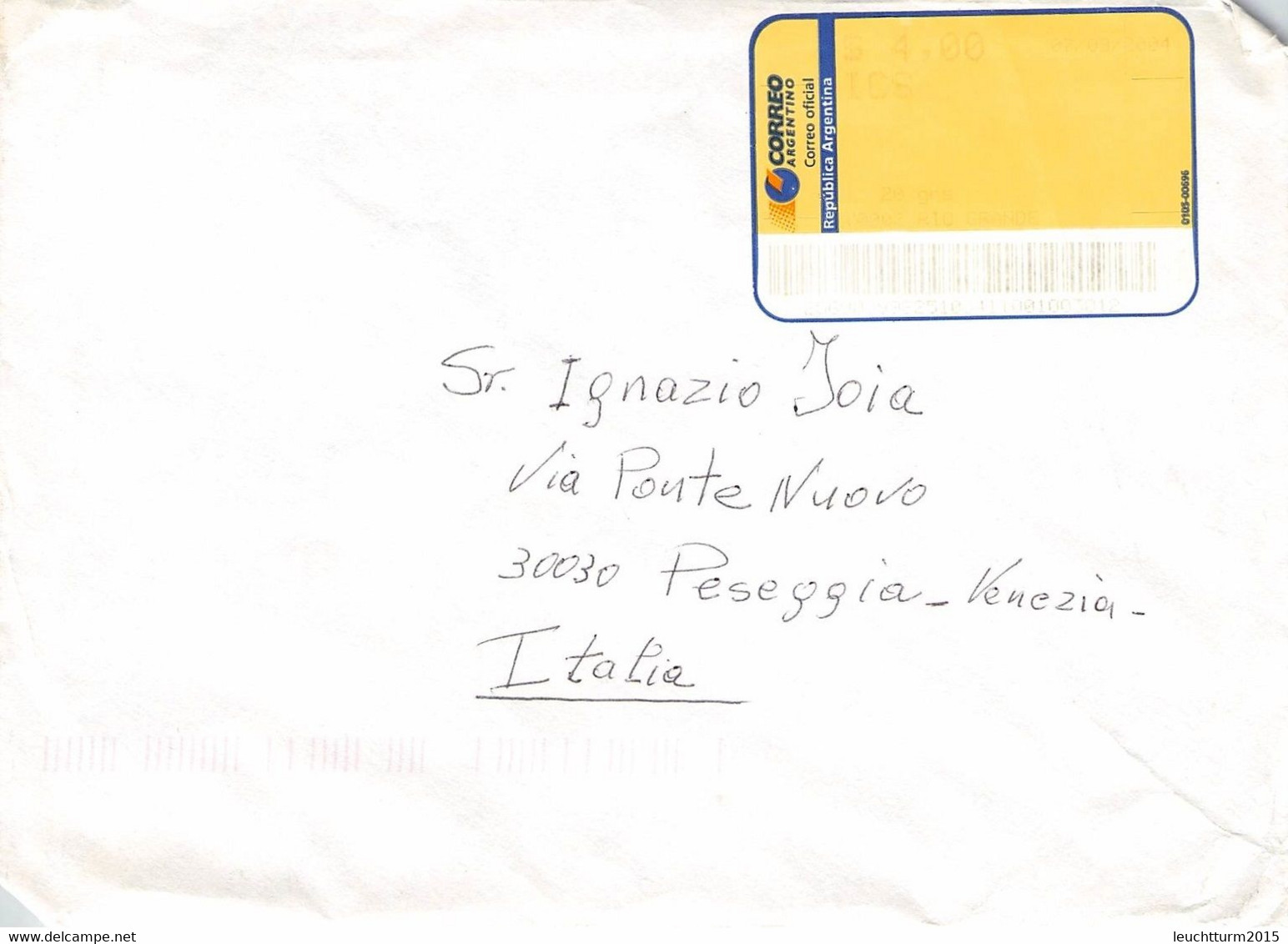 ARGENTINA - LETTRE 2004 - VENEZIA/ITALY //ak889 - Briefe U. Dokumente