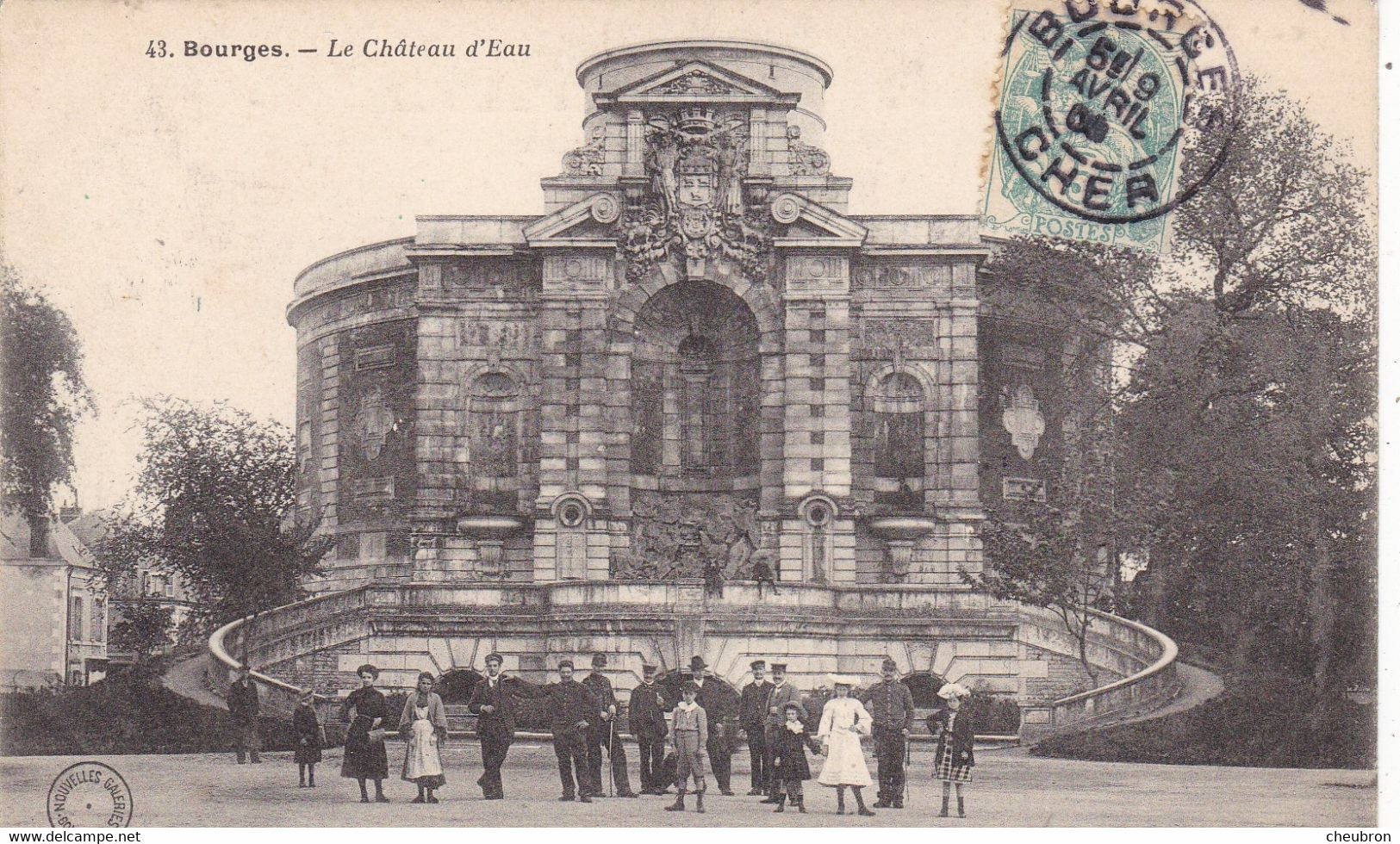 18. BOURGES. CPA  .LE CHATEAU D'EAU. ANIMATION. ANNÉE 1908 + TEXTE - Bourges