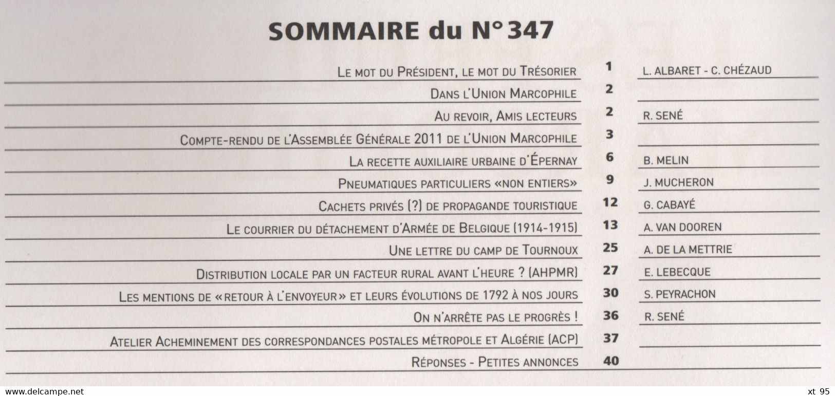 Les Feuilles Marcophiles - N°347 - Voir Sommaire - Frais De Port 2€ - Filatelia E Storia Postale